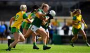 28 July 2018; Andrea Murphy of Kerry in action against Treasa Doherty and Anna Marie McGlynn of Donegal during the TG4 All-Ireland Ladies Football Senior Championship qualifier Group 1 Round 3 match between Kerry and Donegal at Dr Hyde Park in Roscommon. Photo by Brendan Moran/Sportsfile