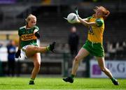 28 July 2018; Deirdre Foley of Donegal blocks down a shot by Andrea Murphy of Kerry during the TG4 All-Ireland Ladies Football Senior Championship qualifier Group 1 Round 3 match between Kerry and Donegal at Dr Hyde Park in Roscommon. Photo by Brendan Moran/Sportsfile