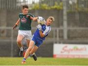 28 July 2018; Jordan McGarrell of Monaghan in action against Alex Beirne of Kildare during the Electric Ireland GAA Football All-Ireland Minor Championship Quarter-Final match between Monaghan and Kildare at TEG Cusack Park in Mullingar, Westmeath. Photo by Piaras Ó Mídheach/Sportsfile