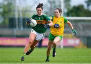 28 July 2018; Lorraine Scanlon of Kerry in action against Katy Herron of Donegal during the TG4 All-Ireland Ladies Football Senior Championship qualifier Group 1 Round 3 match between Kerry and Donegal at Dr Hyde Park in Roscommon. Photo by Brendan Moran/Sportsfile