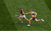 28 July 2018; Adrian Tuohy of Galway is tackled by Shane O'Donnell of Clare during the GAA Hurling All-Ireland Senior Championship semi-final match between Galway and Clare at Croke Park in Dublin. Photo by Ramsey Cardy/Sportsfile