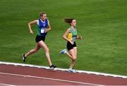 28 July 2018; Emma Mitchell of Queens University AC, Belfast, left, and Shona Heaslip of An Riocht A.C., Co. Kerry, competing in the Senior Women 5000m  event during the Irish Life Health National Senior T&F Championships Day 1 at Morton Stadium in Santry, Dublin. Photo by Sam Barnes/Sportsfile