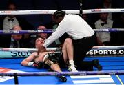 28 July 2018; Craig O'Brien after being knocked to the canvas during his Super-Welterweight contest with Anthony Fowler at The O2 Arena in London, England. Photo by Stephen McCarthy/Sportsfile