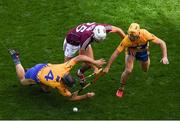 28 July 2018; Jason Flynn of Galway in action against Jack Browne, left, and Colm Galvin of Clare during the GAA Hurling All-Ireland Senior Championship semi-final match between Galway and Clare at Croke Park in Dublin. Photo by Ramsey Cardy/Sportsfile
