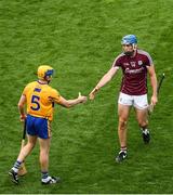 28 July 2018; Conor Cooney of Galway shakes hands with Seadna Morey of Clare during the GAA Hurling All-Ireland Senior Championship semi-final match between Galway and Clare at Croke Park in Dublin. Photo by Ramsey Cardy/Sportsfile