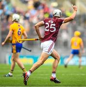 28 July 2018; Jason Flynn of Galway celebrates after hitting a free which was subsequently ruled out by hawkeye during the GAA Hurling All-Ireland Senior Championship semi-final match between Galway and Clare at Croke Park in Dublin. Photo by David Fitzgerald/Sportsfile