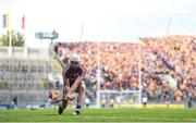 28 July 2018; Joe Canning of Galway takes a sideline cut during the GAA Hurling All-Ireland Senior Championship semi-final match between Galway and Clare at Croke Park in Dublin. Photo by David Fitzgerald/Sportsfile