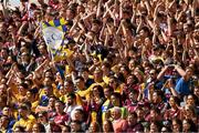 28 July 2018; Clare supporters, on Hill 16, before the GAA Hurling All-Ireland Senior Championship semi-final match between Galway and Clare at Croke Park in Dublin. Photo by Ray McManus/Sportsfile