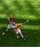 28 July 2018; Fiona Finnegan of Crosserlough National School, Co. Cavan, representing Clare, in action against Hazel Kelly of Lisaniskey National School, Roscommon, representing Galway, during the INTO Cumann na mBunscol GAA Respect Exhibition Go Games at the GAA Hurling All-Ireland Senior Championship semi-final match between Galway and Clare at Croke Park in Dublin. Photo by Ramsey Cardy/Sportsfile