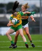 28 July 2018; Katy Herron of Donegal in action against Deirdre Kearney of Kerry during the TG4 All-Ireland Ladies Football Senior Championship qualifier Group 1 Round 3 match between Kerry and Donegal at Dr Hyde Park in Roscommon. Photo by Brendan Moran/Sportsfile