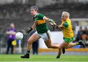 28 July 2018; Emma Dineen of Kerry in action against Treasa Doherty of Donegal during the TG4 All-Ireland Ladies Football Senior Championship qualifier Group 1 Round 3 match between Kerry and Donegal at Dr Hyde Park in Roscommon. Photo by Brendan Moran/Sportsfile