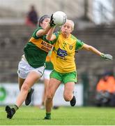 28 July 2018; Emma Dineen of Kerry in action against Treasa Doherty of Donegal during the TG4 All-Ireland Ladies Football Senior Championship qualifier Group 1 Round 3 match between Kerry and Donegal at Dr Hyde Park in Roscommon. Photo by Brendan Moran/Sportsfile