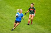 28 July 2018; Nicole Owens of Dublin in action against Emma Lowther of Mayo during the TG4 All-Ireland Ladies Football Senior Championship qualifier Group 1 Round 3 match between Dublin and Mayo at Dr Hyde Park in Roscommon. Photo by Brendan Moran/Sportsfile