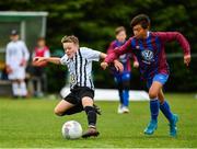 29 July 2018; Sean O’Neill of Arklow Town in action against Alex Divine of East Meath United, during Ireland's premier underaged soccer tournament, the Volkswagen Junior Masters. The competition sees U13 teams from around Ireland compete for the title and a €2,500 prize for their club, over the days of July 28th and 29th, at AUL Complex in Dublin. Photo by Seb Daly/Sportsfile