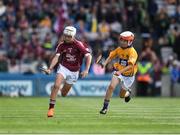 28 July 2018; Orin Burke, St Plunkett N.S., Athenry, Galway,  in action against Tom Fox, St malachy's PS, Chapel Lane, Armagh, representing Clare, during the INTO Cumann na mBunscol GAA Respect Exhibition Go Games at the GAA Hurling All-Ireland Senior Championship semi-final match between Galway and Clare at Croke Park in Dublin. Photo by Ray McManus/Sportsfile
