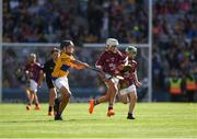 28 July 2018; Orin Burke, St Plunkett N.S., Athenry, Galway, in action against Jamie Moylan, St John's national School, Cratloe, Clare, representing Clare, during the INTO Cumann na mBunscol GAA Respect Exhibition Go Games at the GAA Hurling All-Ireland Senior Championship semi-final match between Galway and Clare at Croke Park in Dublin. Photo by Ray McManus/Sportsfile