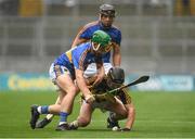29 July 2018; Shane Staunton of Kilkenny in action against Devon Ryan and Ryan Renehan of Tipperary, behind, during the Electric Ireland GAA Hurling All-Ireland Minor Championship Semi-Final match between Tipperary and Kilkenny at Croke Park, Dublin. Photo by Piaras Ó Mídheach/Sportsfile