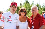 29 July 2018; Craig Breen of Ireland, left, and his parents, Jackie and Ray Breen, from Waterford, after Stage 21, Ruuhimaki, after Round 8 of the FIA World Rally Championship in Jyväskylä, Finland. Photo by Philip Fitzpatrick/Sportsfile