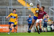 29 July 2018; Aidan Halloran of Galway in action against Chibby Okoye of Clare during the Electric Ireland GAA Football All-Ireland Minor Championship Quarter-Final between Galway and Clare at Bord Na Mona O'Connor Park in Tullamore, Co Offaly. Photo by Harry Murphy/Sportsfile