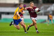29 July 2018; Daniel Cox of Galway in action against Jack Reidy of Clare during the Electric Ireland GAA Football All-Ireland Minor Championship Quarter-Final between Galway and Clare at Bord Na Mona O'Connor Park in Tullamore, Co Offaly. Photo by Harry Murphy/Sportsfile