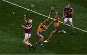 28 July 2018; John Hanbury of Galway in action against Shane O'Donnell and David Reidy of Clare during the GAA Hurling All-Ireland Senior Championship semi-final match between Galway and Clare at Croke Park in Dublin. Photo by Ramsey Cardy/Sportsfile