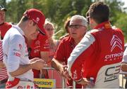 29 July 2018; Ray Breen, centre, father of Craig Breen of Ireland, left, talk in the company of Scott Matrin of Great Britain after Stage 21, Ruuhimaki, after Round 8 of the FIA World Rally Championship in Jyväskylä, Finland. Photo by Philip Fitzpatrick/Sportsfile