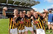 29 July 2018; Kilkenny players, from left, George Murphy, Darragh Maher, Cathal O'Leary, Dan Coogan and Jack Buggy celebrate after the Electric Ireland GAA Hurling All-Ireland Minor Championship Semi-Final match between Tipperary and Kilkenny at Croke Park, Dublin. Photo by Piaras Ó Mídheach/Sportsfile