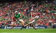 29 July 2018; Aaron Gillane of Limerick scores a point despite the attention of Anthony Nash of Cork during the GAA Hurling All-Ireland Senior Championship semi-final match between Cork and Limerick at Croke Park in Dublin. Photo by Ramsey Cardy/Sportsfile