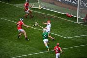 29 July 2018; Cian Lynch of Limerick scores his side's first goal past Cork goalkeeper Anthony Nash during the GAA Hurling All-Ireland Senior Championship semi-final match between Cork and Limerick at Croke Park in Dublin. Photo by Brendan Moran/Sportsfile