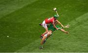 29 July 2018; Seamus Harnedy of Cork and Dan Morrissey of Limerick contest possession during the GAA Hurling All-Ireland Senior Championship semi-final match between Cork and Limerick at Croke Park in Dublin. Photo by Brendan Moran/Sportsfile