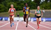 29 July 2018; Athletes from left, Lauren Roy of City of Lisburn AC, Co. Down, Gina Akpe-Moses of Blackrock A.C., Co. Louth, and Niamh Whelan of Ferrybank A.C., Co. Waterford, competing in the Senior Women 100m event during the Irish Life Health National Senior T&F Championships Day 2 at Morton Stadium in Santry, Dublin. Photo by Sam Barnes/Sportsfile