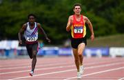 29 July 2018; Ryan Forsyth of Newcastle & District A.C., Co. Down, right, on his way to winning the Senior Men 5000m event, ahead of Hicko Tonosa of Dundrum South Dublin A.C., Co. Dublin, who finished second, during the Irish Life Health National Senior T&F Championships Day 2 at Morton Stadium in Santry, Dublin. Photo by Sam Barnes/Sportsfile