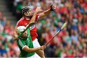 29 July 2018; Colm Spillane of Cork wins possession ahead of Aaron Gillane of Limerick during the GAA Hurling All-Ireland Senior Championship semi-final match between Cork and Limerick at Croke Park in Dublin. Photo by Piaras Ó Mídheach/Sportsfile