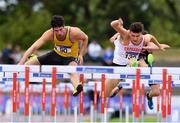 29 July 2018; Ben Reynolds of North Down A.C., Co. Down, left, and Matthew Behan of Crusaders A.C., Co. Dublin, competing in the Senior Men 110mH event during the Irish Life Health National Senior T&F Championships Day 2 at Morton Stadium in Santry, Dublin. Photo by Sam Barnes/Sportsfile