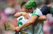 29 July 2018; Barry Hennessy, left, and Nickie Quaid of Limerick celebrate at the final whistle of the GAA Hurling All-Ireland Senior Championship semi-final match between Cork and Limerick at Croke Park in Dublin. Photo by Ramsey Cardy/Sportsfile