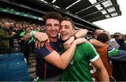 29 July 2018; Pat Ryan of Limerick is congratulated by Limerick supporter Mike Reidy following the GAA Hurling All-Ireland Senior Championship semi-final match between Cork and Limerick at Croke Park in Dublin. Photo by Stephen McCarthy/Sportsfile