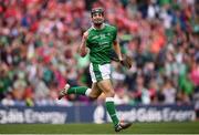 29 July 2018; Pat Ryan of Limerick celebrates after scoring his side's third goal during the GAA Hurling All-Ireland Senior Championship semi-final match between Cork and Limerick at Croke Park in Dublin. Photo by Stephen McCarthy/Sportsfile