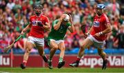 29 July 2018; Aaron Gillane of Limerick reacts after kicking a ball wide in the first half as Colm Spillane, left, and Seán O'Donoghue of Cork look on during the GAA Hurling All-Ireland Senior Championship semi-final match between Cork and Limerick at Croke Park in Dublin. Photo by Piaras Ó Mídheach/Sportsfile