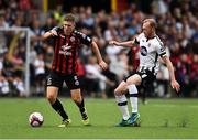 29 July 2018; Oscar Brennan of Bohemians in action against Chris Shields of Dundalk during the SSE Airtricity League Premier Division match between Dundalk and Bohemians at Oriel Park in Dundalk, Co Louth. Photo by Oliver McVeigh/Sportsfile
