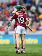 28 July 2018; Colm Cunningham, left, and Jason Donghue of Galway celebrate at the final whistle following the Electric Ireland GAA Hurling All-Ireland Minor Championship Semi-Final match between Dublin and Galway at Croke Park in Dublin. Photo by David Fitzgerald/Sportsfile