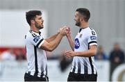 29 July 2018; Patrick Hoban of Dundalk, left, celebrates with team-mate Michael Duffy after scoring his sides second goal during the SSE Airtricity League Premier Division match between Dundalk and Bohemians at Oriel Park in Dundalk, Co Louth. Photo by Oliver McVeigh/Sportsfile