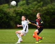 29 July 2018; Rhys Bartley of Crumlin United in action against Scott Brady of St Kevin's, during Ireland's premier underaged soccer tournament, the Volkswagen Junior Masters. The competition sees U13 teams from around Ireland compete for the title and a €2,500 prize for their club, over the days of July 28th and 29th, at AUL Complex in Dublin. Photo by Seb Daly/Sportsfile