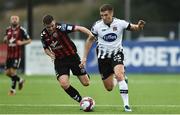 29 July 2018; Patrick McEleney of Dundalk in action against Dan Byrne of Bohemians during the SSE Airtricity League Premier Division match between Dundalk and Bohemians at Oriel Park in Dundalk, Co Louth. Photo by Oliver McVeigh/Sportsfile
