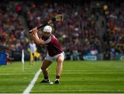 28 July 2018; Joe Canning of Galway takes a line ball during the GAA Hurling All-Ireland Senior Championship semi-final match between Galway and Clare at Croke Park in Dublin. Photo by Ray McManus/Sportsfile