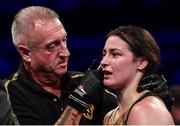 28 July 2018; Katie Taylor is assessed by cutman Ian Jumbo Johnson following her WBA & IBF World Lightweight Championship bout with Kimberly Connor at The O2 Arena in London, England. Photo by Stephen McCarthy/Sportsfile
