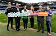 31 July 2018; In attendance during the launch of the Drink Less, Gain More campaign, and GAA/HSE Health Theme Day, are, from left, Noel McGrath of Tipperary, Professor Donal O’Shea, HSE Clinical Lead for Obesity, Marian Rackard, HSE Alcohol Programme, Stephanie O’Keefe, HSE National Director, Strategic Transformation & Planning, Jim Bolger, GAA Vice President and Sharon Courtney of Monaghan at Croke Park in Dublin. Photo by Sam Barnes/Sportsfile