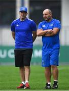 2 August 2018; Felipe Contepomi spoke exclusively to Leinster Rugby TV this week for the first time since returning to the province to take up the role of backs coach. The former Argentina international, who played 116 times for Leinster Rugby from 2003-2009, has joined up with the coaching team and squad ahead of August's Bank of Ireland Pre-season Friendlies away to Montauban (10th August) and at home to Newcastle Falcons at Energia Park (17th August, KO 7pm, tickets on sale now from leinsterrugby.ie). Pictured is Leinster backs coach Felipe Contepomi, left, and kicking coach and head analyst Emmet Farrell during squad training at Energia Park in Donnybrook, Dublin. Photo by Ramsey Cardy/Sportsfile