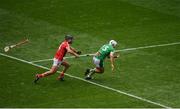 29 July 2018; Aaron Gillane of Limerick loses his hurley as he races away from Colm Spillane of Cork during the GAA Hurling All-Ireland Senior Championship semi-final match between Cork and Limerick at Croke Park in Dublin. Photo by Brendan Moran/Sportsfile