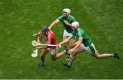 29 July 2018; Christopher Joyce of Cork in action against Aaron Gillane and Kyle Hayes of Limerick during the GAA Hurling All-Ireland Senior Championship semi-final match between Cork and Limerick at Croke Park in Dublin. Photo by Brendan Moran/Sportsfile