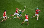 29 July 2018; Cian Lynch of Limerick in action against Cork players, from left, Darragh Fitzgibbon, Bill Cooper, Mark Coleman and Sean O'Donoghue during the GAA Hurling All-Ireland Senior Championship semi-final match between Cork and Limerick at Croke Park in Dublin. Photo by Brendan Moran/Sportsfile